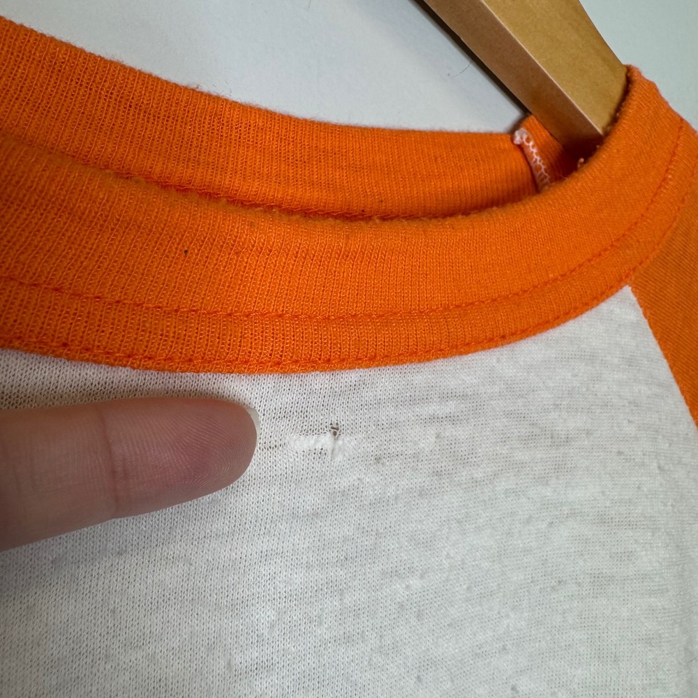 Vintage 1985 NY Mets 25th Anniversary Handtex Raglan Shirt Orange White Large - Picture 5 of 8